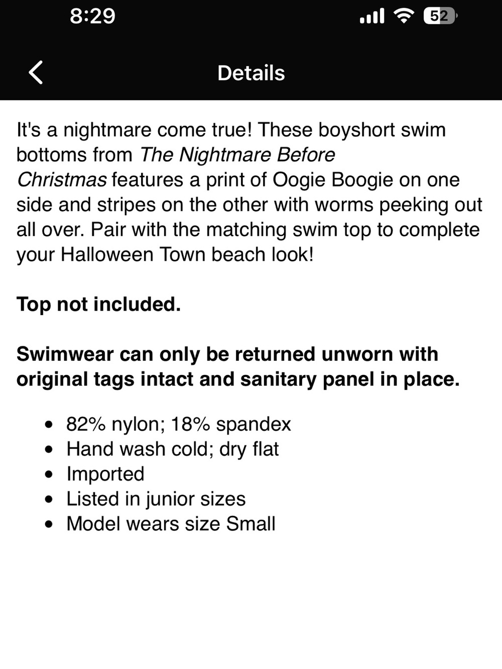 Disney her universe nightmare before Christmas oogie boogie boy shorts bottom - Picture 3 of 5